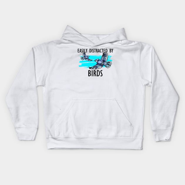 easily distracet ny birds Kids Hoodie by Jabinga